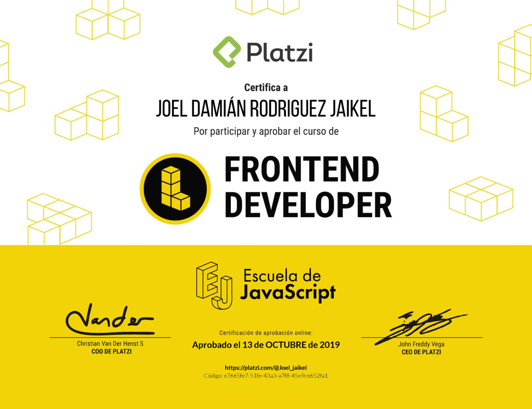 Certificado de Frontend Developer